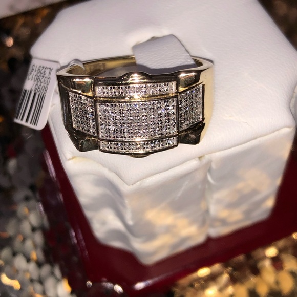 10k solid gold real si diamond ring men engagement anniversary birthday gift HOT - Picture 4 of 8